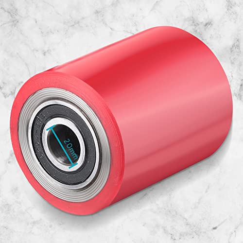 Image of Minatee 12 Pcs Pallet Jack /Truck Load Wheels Full Set 3 inch x 3.7 inch with Bearings Axles and Entry Exit Roller(Red)