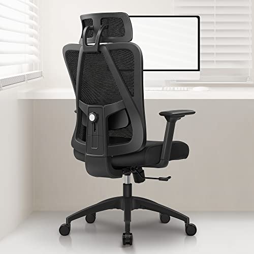 Primy Ergonomic Office Chair, Computer Desk Chair With Adjustable Sponge Lumbar Support And Thick Cushion, 3-Speed Adjustment Back Chair With Adjustable Headrest And Pu 3D Armrests(Pr-18-Ht) #TOP15