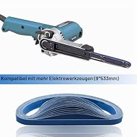 FEIHU 30 Stück Beruf Schleifband Set,Zirkoniumkorund Schleifbänder 9x 533 mm,je 5 Stück Körnung（60,80,100,120,240, 320) für bandschleifer schleifbänder,Schärfen, Entrosten – Ansicht 5