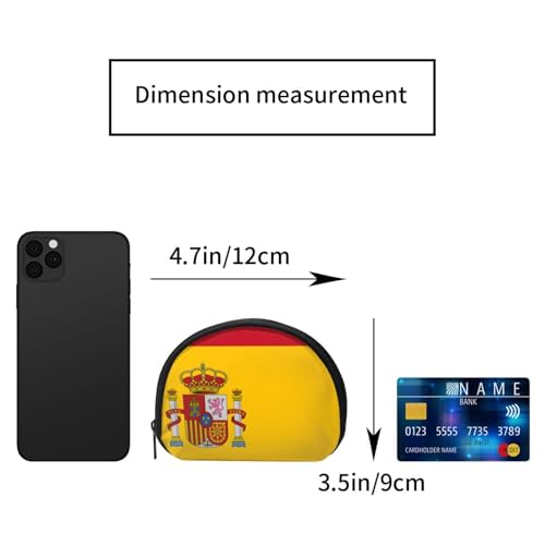 Portable Coin Purse Spain-Flag Mini Zippered Money Pouch Card Holder2
