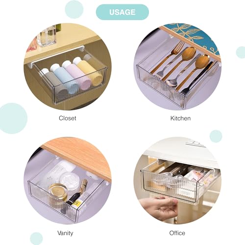 Image of oddpod Reed Under The Table Hidden Drawer /Acrylic Desk Organiser For Home & Office - Black (Small), Stationery
