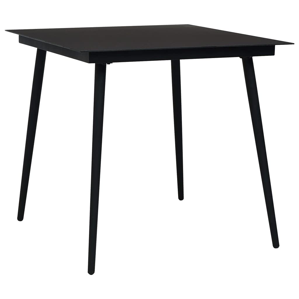 Mobiliario - Juego de comedor de 3 piezas para exteriores, ratán de PVC, color negro