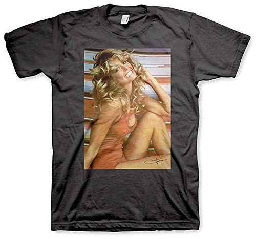 Farrah Fawcett - Mens Farrah Fawcett Red Bathing Suit Black T-Shirt, Size: Large, Color: Black