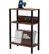 DGSANDGO Narrow Side Table with Charging Station,Small Bedside Table with USB Ports and Outlets f...