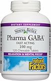 Natural Factors Pharma GABA - Dietary Supplement Supports Calm Sleep & Sleep Quality - Natural, Fast-Working Supplement Aids Focus & Brain Health - 120 Chewable Tablets (60 Servings)