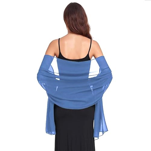 Van Der Rich ® - Stola aus Seidenchiffon Schal Tuch Leicht - Damen (60-Helldenim)