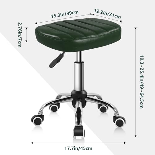 Image of BFTOU Minimalist Square Swivel Stool with Wheel for Work SPA Shop Massage Height-Adjustable and Cost-Effective Rolling Stool Chair (Green)