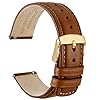 WOCCI Quick Release Watch Band, Distressed Genuine Leather, Stainless Steel Buckle, Strap Width 18mm 19mm 20mm 22mm 24mm