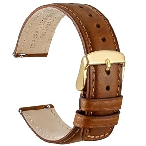 WOCCI Quick Release Watch Band, Distressed Genuine Leather, Stainless Steel Buckle, Strap Width 18mm 19mm 20mm 22mm 24mm