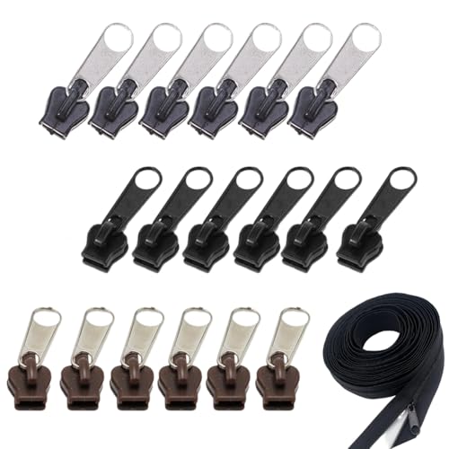 LAKJUOZ 18 Piezas Cremallera Zipper, Cursor Cremallera,Instantáneo De Reparación De Deslizador De Cremallera, Kit De 18 Tiradores De Cremallera Fijos, Reparación Rápida Para Chaquetas, Abrigos Y Malet