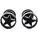 INBLUE Men's 8mm 9mm Stainless Steel Studs Earrings Black Round Stars Pentagram Pentacle Plug Gauges Tapers Plugs Tunnel