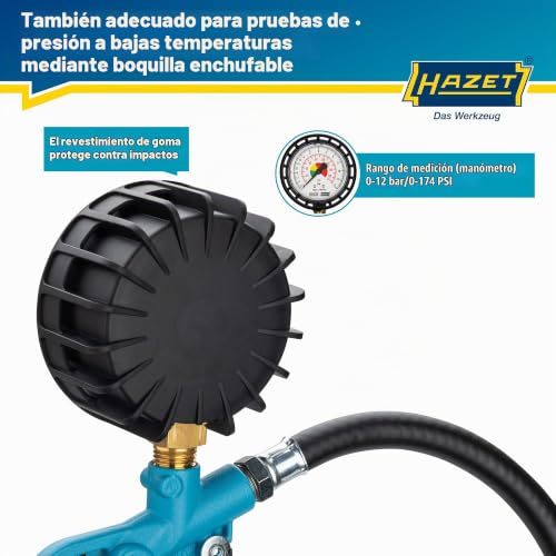 Miniatura 3 de Manómetro de presión de neumáticos HAZET 9041-1 I Rango de medición: 0-12 bar, longitud de la manguera: 400 mm, diámetro: 63 mm I Manómetro de presión de neumáticos para coches, motos y mucho más