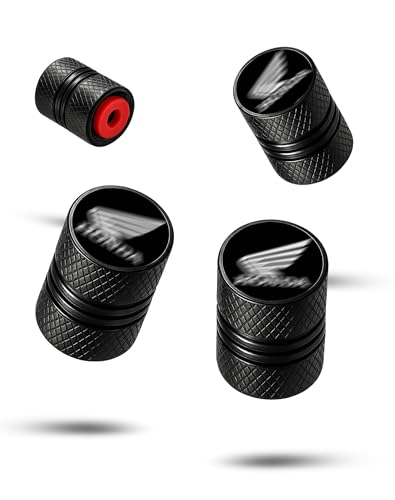 Image of Metal Tyre Valve Caps (Set of 4) | Laser Engraved | Anti-Leak O-Ring | Stylish Air Stem Covers | Universal Fit | Compatible with Hoo-nn-da Shine, Unicorn, SP 125, Hornet, CB350, Activa & More