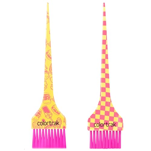 Colortrak Color Combo Hair Color Brushes 2 Pack Dual Bristle Tint Brush Set with Feather and Firm Bristles and Sectioning Tail