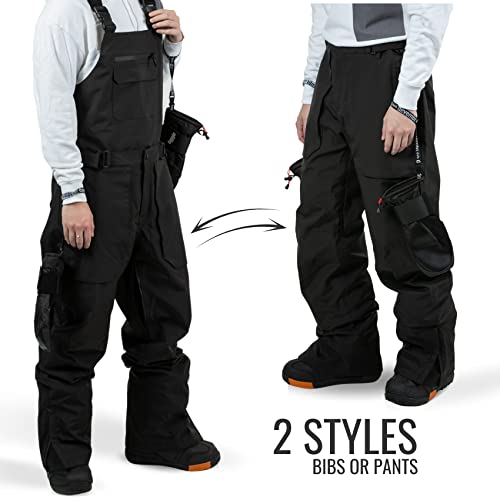 Devembr Men Snow Pants With Removable Bib, Ski And Snowboard Convertible Winter Overalls, Waterproof Windproof Breathable Pants For Skiing And Snowboarding, L #TOP1