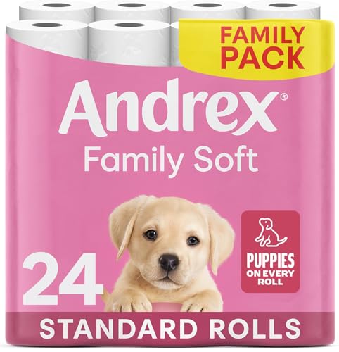 Andrex Family Soft Toilet Roll - 24 Toilet Rolls, 2-Ply, Bulk Buy, Fragrance Free, FSC Certified