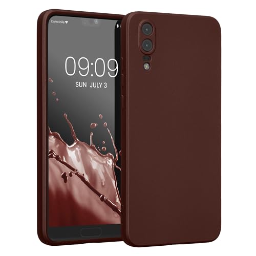 kwmobile Custodia Compatibile con Huawei P20 Cover - Protezione Back Case Morbida - Silicone TPU Effetto Metallizzato Vinaccia Metallizzato
