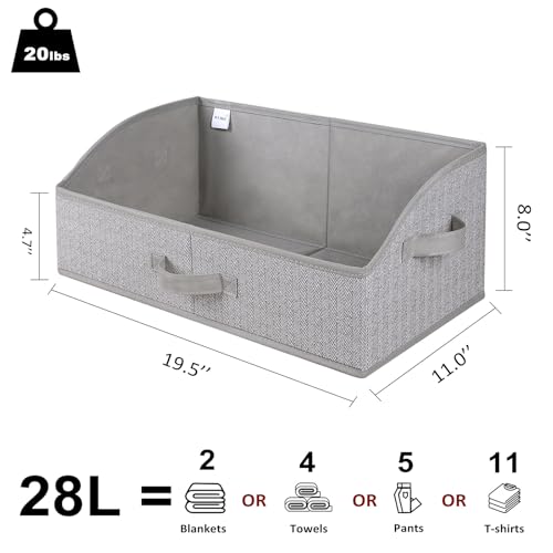 WUIKE Closet Organizers and Storage, Trapezoid Storage Bins, Fabric Closet Baskets with Handles, Clothing Bins for Shelves, Foldable Storage Baskets for Clothes, Herringbone Gray, Extra Large, 3-Pack - Image 3