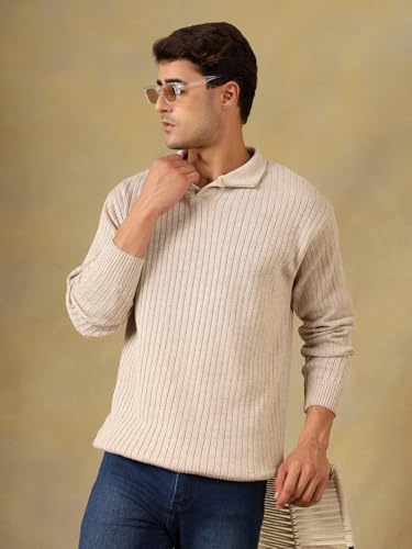 Image of Kvetoo Full Sleeve Winter Wear Woolen Collar Polo Sweater for Men
