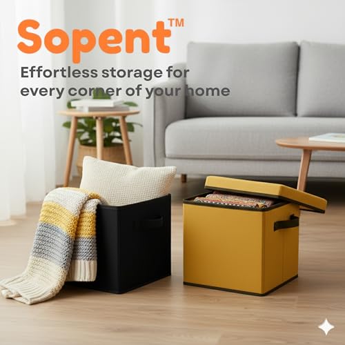 Image of Sopent Foldable Storage Boxes (Yellow Lid)