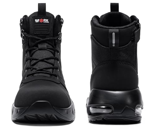 LARNMERN Steel Toe Boot Men Non Slip Work Shoe Rainproof Safety Toe Sneaker Side Zipper Industrail Boot Air Cushion High Top Tactical Shoe3