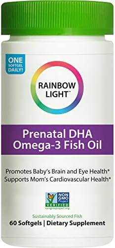 Rainbow Light Prenatal Vitamin, Omega-3 Fatty Acids & Prenatal DHA, Multivitamin for Women, Gluten Free, Promotes Baby's Brain Development & Eye Health, Easy To Digest, 60 Softgels