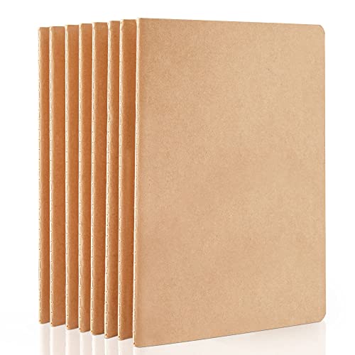 8 Pack Blank Kraft Notebooks, Feela Unlined Sketchbook Note Pad Travel Journal for Drawing Doodling Writing, Journal Bulk For Women Kids Students Office School Supplies, A5, 60 Pages, 8.3â€ X 5.5â€