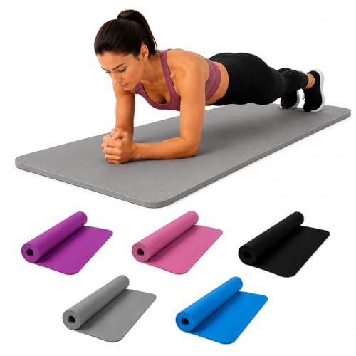 Tapete de Yoga e Pilates Premium - 174x60 cm Antiderrapante e Macio, Colchonete de Exercícios Alta Densidade para Treino em Casa, Academia e Alongamento (cinza)