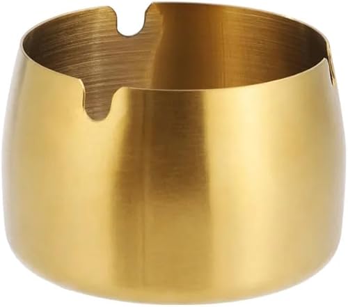 Miniatura 5 de AKOAK 1 cenicero redondo de acero inoxidable grueso anticaídas resistente al calor de alta temperatura, para sala de estar, escritorio, oficina,