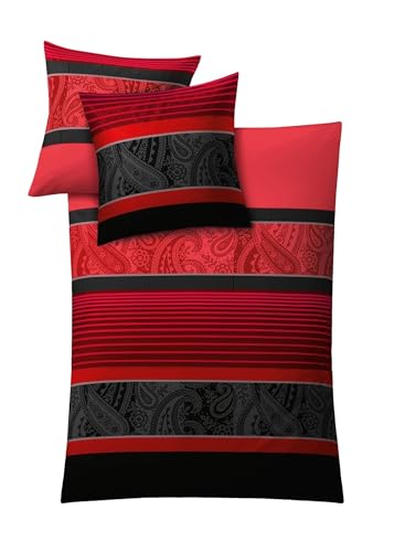 Kleine Wolke 6162453952 Bettwäsche Cambridge, Maße: 135 x 200 cm und 80 x 80 cm, Farbe: Rubin
