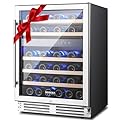 BODEGA 24 Inch Wine Cooler, Dual Zone Wine Fridge with Double-Layer Glass Door, wine cooler refrigerator with Digital Temperature Control and Temperature Memory, 46 Bottles wine cooler for home.