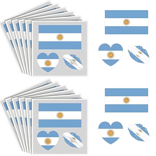 20 Pièces Tatouages Temporaires Drapeau Argentine, Tatouage Éphémère Imperméable pour Supporters de Football, Idéal pour Matchs, Événements Sportifs et Fêtes Thématiques, 5.7x6cm