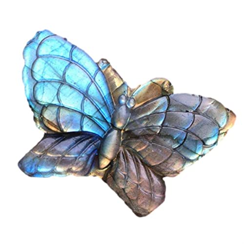 ZHENYANG CAREG Cristal Azul Natural Piedra áspera Labradorita Mano Lamblador Piedra Lunar Mariposa Colgante Colgante Cover