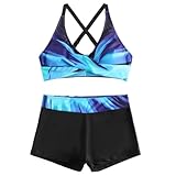 Swimwear Mujer Estampado Bikini Trajes De Baño Mujer Dos Piezas Sofisticado Seductor Bañadores Glamuroso Elegante Swimwear para Turismo Y Vacaciones Azul Claro M