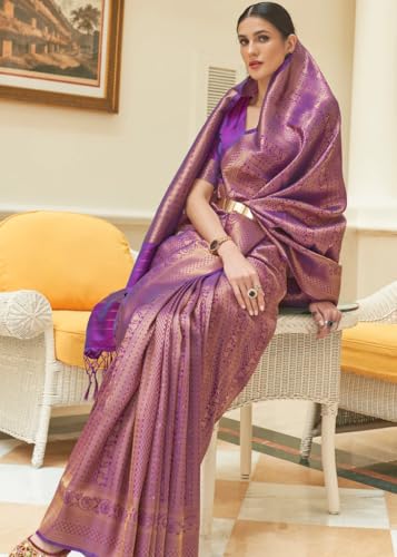 Image of SWORNOF Women's kanjivaram banarasi silk saree for Patola festival Wedding silk with rich pallu Design sarees for women with blouse piece