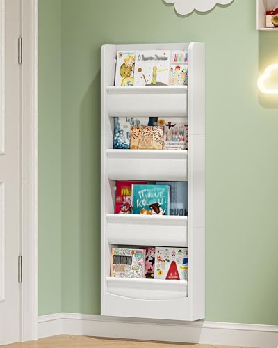 CHOEZON Bibliothèque Murale pour Enfants, Étagère à Livres en Tissu à 4 Niveaux, Meuble de Rangement Gain de Place, pour Chambres d'enfants, Derrière Les...