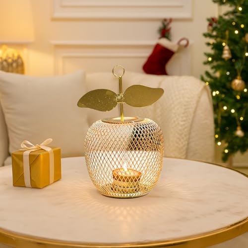 Image of MARKET 99 Metal Apple T-Light Holder Golden | Decorative Tealight Candle Stand for Diwali, Christmas & Festive Home Decor | Elegant Tabletop Accent for Weddings, Birthdays, Parties & Gifting