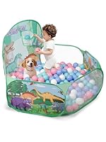 Dinosaurier bällebad baby für Kleinkind mit Basketball-Ring Klappbarer Pop-Up bällebad kinder für Mädchen Jungen Indoor Outdoor Spiel Hund Ballbad 120 cm Breite Spielhauszelt Bälle NICHT enthalten