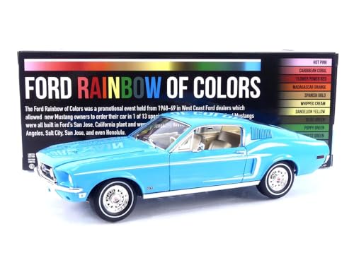 Greenlight 1968 Ford Mustang Fastback Azul Sierra 1:18 miniatura 7