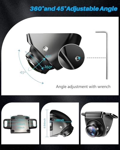 Image of 【4 Modes Button Switch】 AHD 1080P Backup Camera for Car 180Wide Angle Rear Camera with Clear Night Vision 360+45 Rotatable Front /Side /Rear View Camera IP69K Waterproof Reverse Camera Fisheye Lens