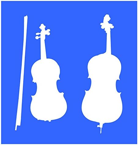 Auto Vynamics - Stencil-Music-Strings - Violin & Cello Individual Stencil from Detailed Musical Instruments Stencil Set! - 10-by-10-inch Sheet - Single Design