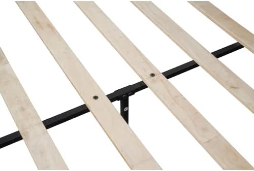 Miniatura 6 de Base de cama tamaño Queen con estación de carga, marco de cama de metal con cabecera de almacenamiento y puertos USB, marco de cama de granja con