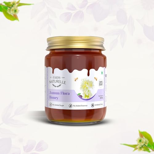 Image of Farm Naturelle Jamun Flower Wild Forest Honey 400g Extra |100% Pure Honey| Raw & Unfiltered|Unprocessed|Lab Tested Honey In Glass Jar with Extra Spoon