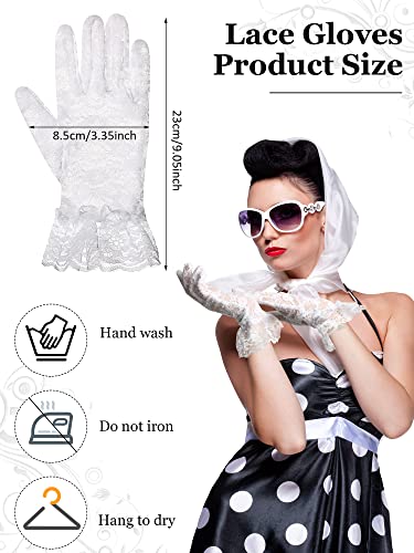 Foaincore PP-FOAINCORE-260 16 Pairs Ladies Lace Gloves Elegant Short Floral Gloves Women Summer Tea Party Gloves Wedding Costume Accessories  thumb #1