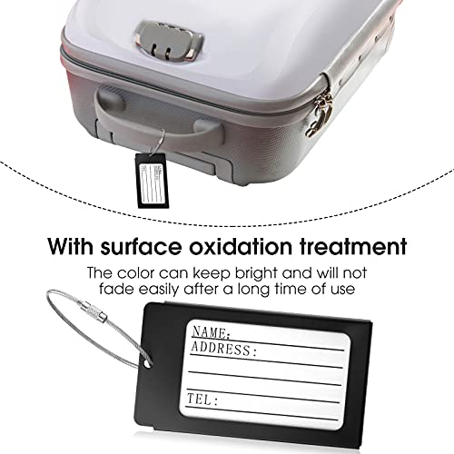 8 Pieces Luggage Tags Business Card Holder Aluminium Metal Travel ID Bag Tag for Travel Luggage Baggage Identifier4
