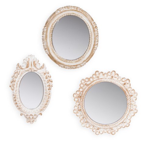 Darice 30015565 Miniature Oval & Circle Mirrors, 3 Assorted Styles, White (Pack of 288)