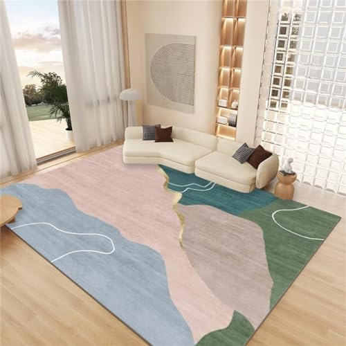Tapis à poils courts moderne bleu 180x250cm antidérapant et durable