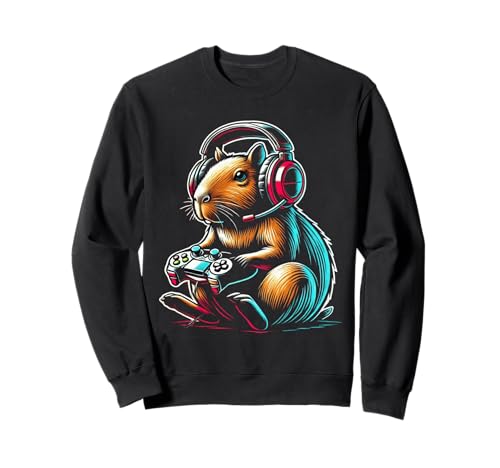 Funny Capybara Video Games Graphic Tees Hombres Mujeres Niño Raro Sudadera