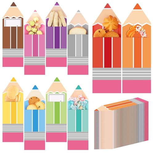 100 Pcs Pencil Candy Bags Back to School Gifts, Multicolor, Stripe Style