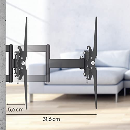 Hama TV Wandhalterung schwenkbar, neigbar, ausziehbar (TV Wandhalterung 19-48 Zoll, VESA 75x75 bis VESA 200x200, bis 20kg, 3 Gelenke, mit Fischer-Dübeln & Montageanleitung) schwarz – Bild 6